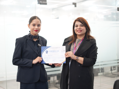 Skytech Aviation Student Getting Certificate